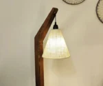 Wooden Floor Lamp with Brown Base and Jute Fabric Lampshade - Image 4