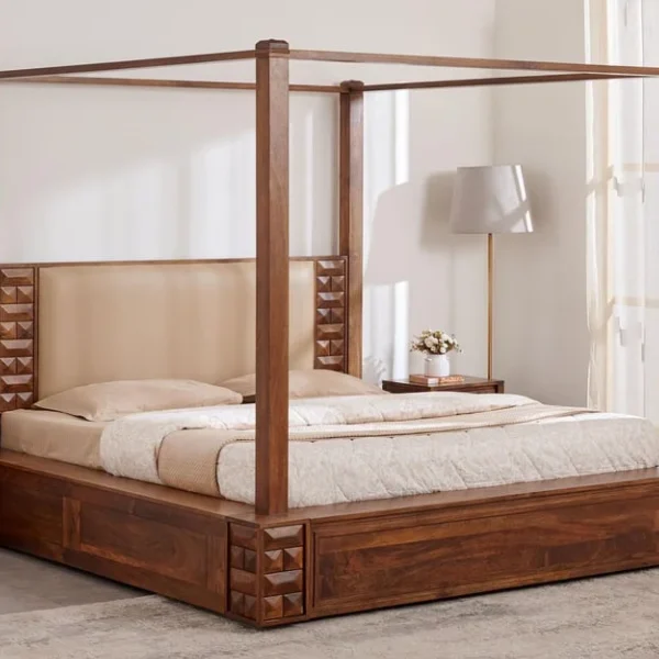 Adana-Swaram-Sheesham-Wood-King-Poster-Bed-Brown-