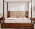 Adana Swaram Sheesham Wood King Poster Bed - Brown - Image 7