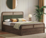 Hanoi Solid Wood Cane King-Queen Size  Storage Bed In Amber - Image 5