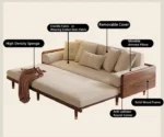 Kyoto Lounge wooden Sofa Bed walnut - Image 10