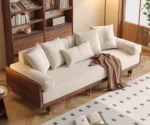 Kyoto Lounge wooden Sofa Bed walnut - Image 4