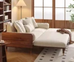 Kyoto Lounge wooden Sofa Bed walnut - Image 5