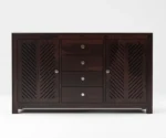 Solid Sheesham Wood Wooden Chest of Drawers for Storage Sideboard Cabinet with 4 Drawers - Image 3
