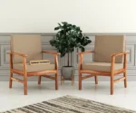 Solid Sheesham Wood Wooden Single Seater Sofa Chair Set of 2