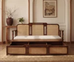 Ayaana Sheesham Wood 3 Seater Sofa Cum Bed with Cane Weaving - Image 2