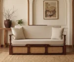 Ayaana Sheesham Wood 3 Seater Sofa Cum Bed with Cane Weaving - Image 9