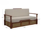 Ayaana Sheesham Wood 3 Seater Sofa Cum Bed with Cane Weaving - Image 11
