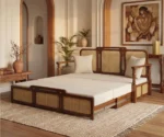 Ayaana Sheesham Wood 3 Seater Sofa Cum Bed with Cane Weaving