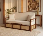 Ayaana Sheesham Wood 3 Seater Sofa Cum Bed with Cane Weaving - Image 6