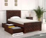 Balikos Sheesham Wood Bed with Drawer Storage - Image 2