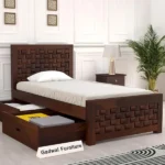 Balikos Sheesham Wood Bed with Drawer Storage