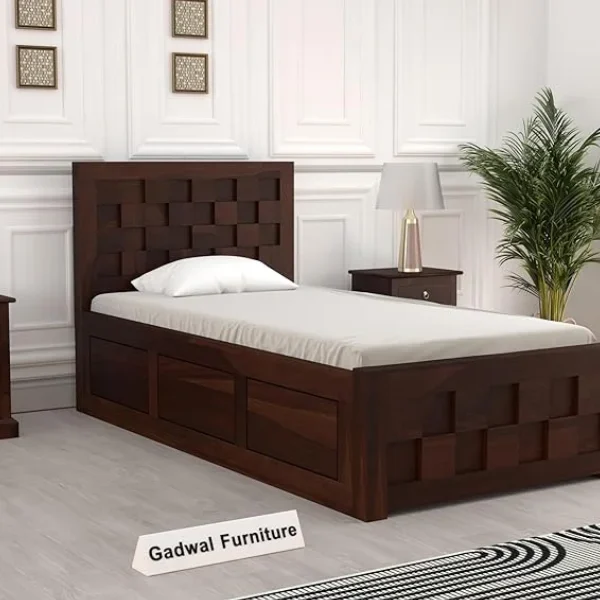 Horten Sheesham Wood Single Bed In Provincial Teak Finish With Box Storage (2)