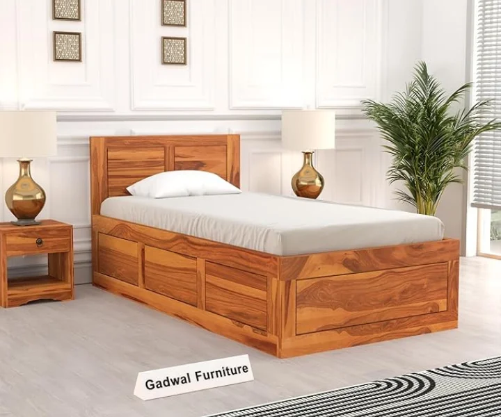 Kosmo Solace Single Bed In Sheesham Finish With Box Storage (1) Kosmo Solace Single Bed In Sheesham Finish With Box Storage - Image 1