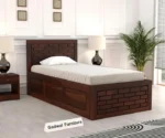 Kosmo Solace Single Bed In Sheesham Finish With Box Storage