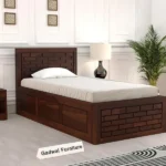 Kosmo Solace Single Bed In Sheesham Finish With Box Storage