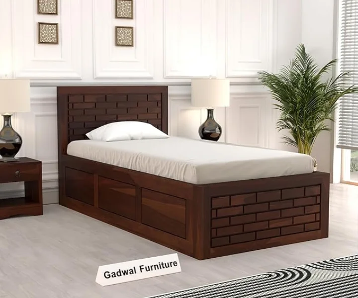 Kosmo Solace Single Bed In Sheesham Finish With Box Storage (1) Kosmo Solace Single Bed In Sheesham Finish With Box Storage - Image 1