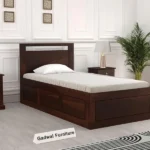 Rhino Single Bed in Wallnut Finish with Box Storage