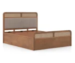 Hanoi Solid Wood Cane King Size Hydraulic Teak Wood Storage Bed - Image 4