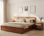 Balikos Sheesham Wood Bed with Drawer Storage and Cane Detailing - Image 3