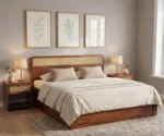 Balikos Sheesham Wood Bed with Drawer Storage and Cane Detailing - Image 8