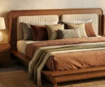 Lotus Premium Sheesham Wood Bed with Brass Inlay - Image 2