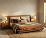 Lotus Premium Sheesham Wood Bed with Brass Inlay - Image 6