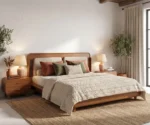 Lotus Premium Sheesham Wood Bed with Brass Inlay - Image 7