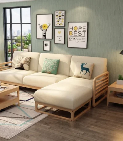 Modern L Shaped Sofa | L Sectional Sofa | Sheesham Wood