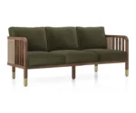 Taran 3+1+1 Seater Wooden Sofa in Deep Olive Velvet Colour - Image 11