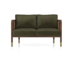 Taran 3+1+1 Seater Wooden Sofa in Deep Olive Velvet Colour - Image 4