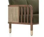 Taran 3+1+1 Seater Wooden Sofa in Deep Olive Velvet Colour - Image 5