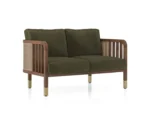 Taran 3+1+1 Seater Wooden Sofa in Deep Olive Velvet Colour - Image 6