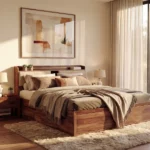 Wildon Premium Sheesham Wood Bed with Cushioned Headboard and Hydraulic Storage