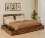 Wildon Premium Sheesham Wood Bed with Cushioned Headboard and Hydraulic Storage - Image 2