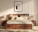 Wildon Premium Sheesham Wood Bed with Cushioned Headboard and Hydraulic Storage - Image 4
