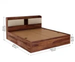 Wildon Premium Sheesham Wood Bed with Cushioned Headboard and Hydraulic Storage - Image 5