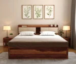 Wildon Premium Sheesham Wood Bed with Cushioned Headboard and Hydraulic Storage - Image 6