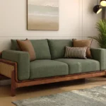 Aranyam Sheesham Wood 3 Seater Sofa with Cane Detailing