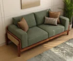 Aranyam Sheesham Wood 3 Seater Sofa with Cane Detailing - Image 5