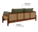 Aranyam Sheesham Wood 3 Seater Sofa with Cane Detailing - Image 6