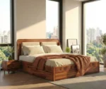 Lotus Premium Sheesham Wood Bed with Box Storage