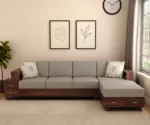 Solace 4 Seater Wooden L Shaped Sofa - Image 4