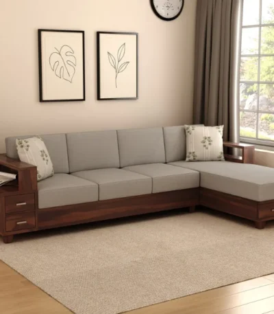 Solace 4 Seater Wooden L Shaped Sofa