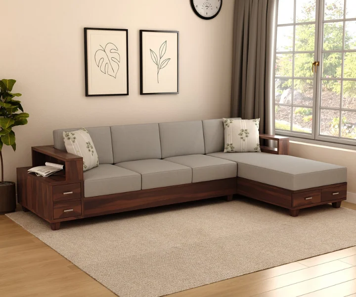 Solace 4 Seater Wooden L Shaped Sofa Solace 4 Seater Wooden L Shaped Sofa
