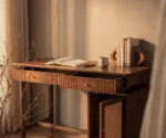 Kalam Modern Designer Sheesham Wood Study Table with Cane Accents & Drawer Storage - Image 2