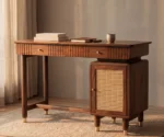 Kalam Modern Designer Sheesham Wood Study Table with Cane Accents & Drawer Storage - Image 3