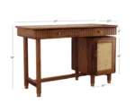 Kalam Modern Designer Sheesham Wood Study Table with Cane Accents & Drawer Storage - Image 8