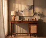 Kalam Modern Designer Sheesham Wood Study Table with Cane Accents & Drawer Storage - Image 5