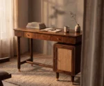 Kalam Modern Designer Sheesham Wood Study Table with Cane Accents & Drawer Storage - Image 7